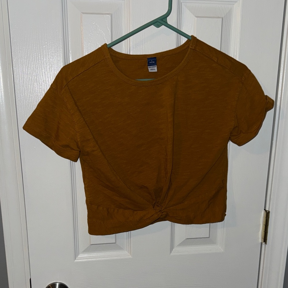 Old Navy Knot-Front Crop Top - Mustard Brown